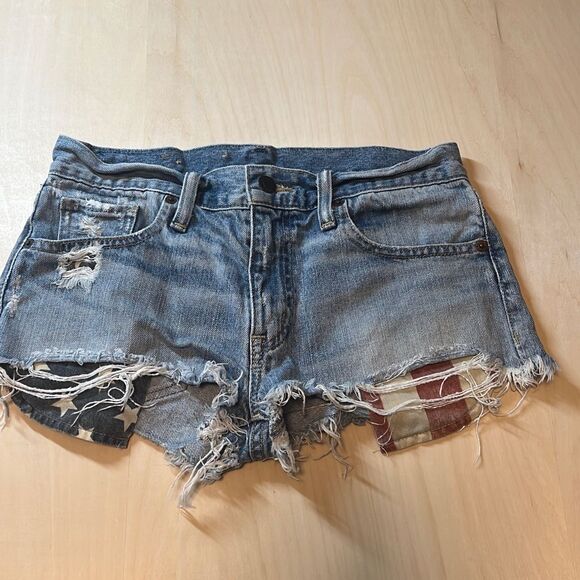 Denim & Supply Ralph Lauren Distressed Boyfriend Vintage Cut -Off Shorts Sz 25 - Picture 1 of 6